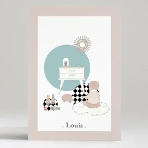 Affiche Bebe joue*Faire-part Elégant Sale