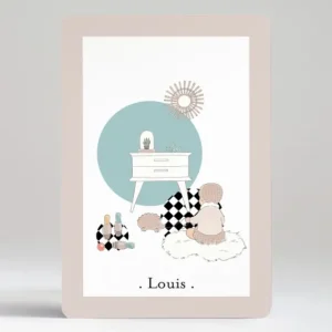 Affiche Bebe joue*Faire-part Elégant Sale