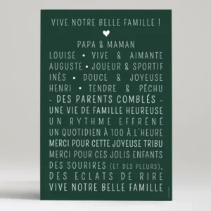 Affiche Votre belle famille*Faire-part Elégant Online