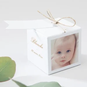 Boite dragees bapteme Bapteme classique carre*Faire-part Elégant Outlet