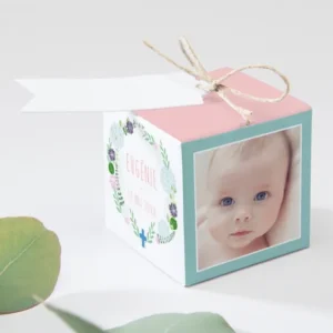 Boite dragees bapteme Couronne fleurie*Faire-part Elégant Discount