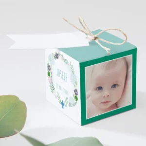 Boite dragees bapteme Couronne fleurie*Faire-part Elégant Discount