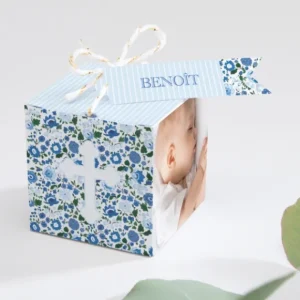 Boite dragees bapteme Jolie croix liberty*Faire-part Elégant Online