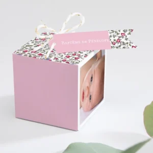 Boite dragees bapteme Petit chapelet photo liberty*Faire-part Elégant Clearance