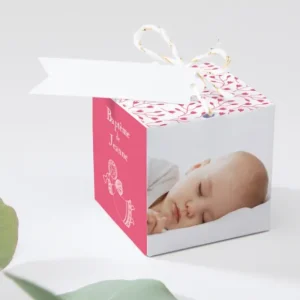 Boite dragees bapteme Petit ange feuillage*Faire-part Elégant Discount