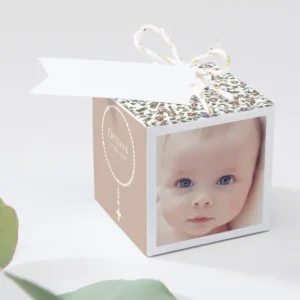 Boite dragees bapteme Petit chapelet photo liberty*Faire-part Elégant Clearance