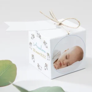 Boite dragees bapteme Ronde de petits anges*Faire-part Elégant Sale