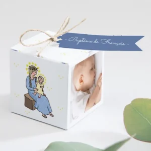 Boite dragees bapteme Sur les genoux de Marie*Faire-part Elégant Outlet