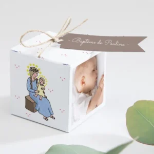 Boite dragees bapteme Sur les genoux de Marie*Faire-part Elégant Outlet