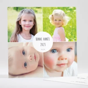 Carte de voeux Carre 4 photos*Faire-part Elégant Outlet