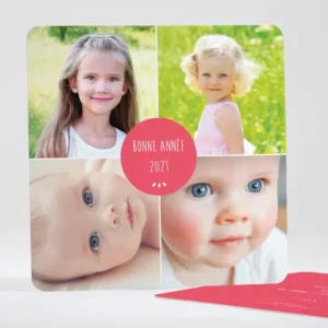 Carte de voeux Carre 4 photos*Faire-part Elégant Outlet