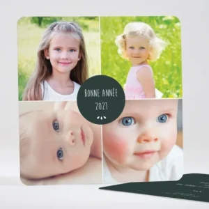 Carte de voeux Carre 4 photos*Faire-part Elégant Outlet