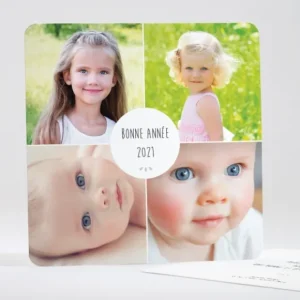 Carte de voeux Carre 4 photos*Faire-part Elégant Outlet