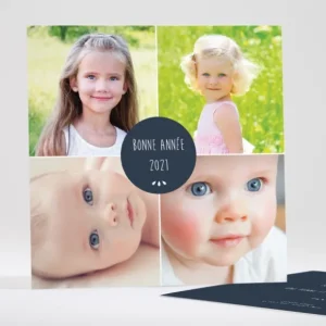 Carte de voeux Carre 4 photos*Faire-part Elégant Outlet