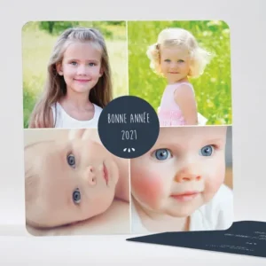 Carte de voeux Carre 4 photos*Faire-part Elégant Outlet