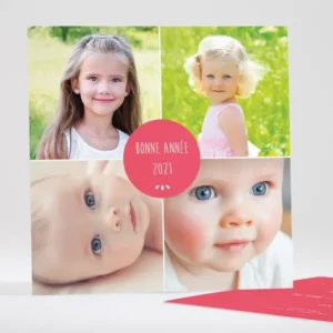 Carte de voeux Carre 4 photos*Faire-part Elégant Outlet