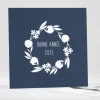 Carte de voeux Couronne fleurs blanches*Faire-part Elégant New