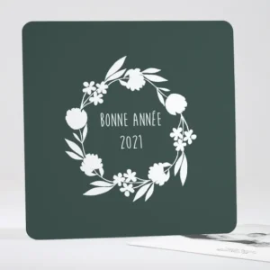 Carte de voeux Couronne fleurs blanches*Faire-part Elégant New