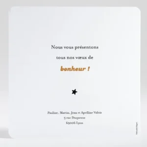Carte de voeux Jolie etoile doree*Faire-part Elégant Discount