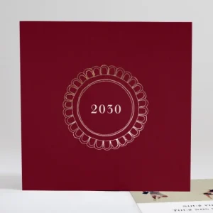 Carte de voeux Medaillon dore carre*Faire-part Elégant Best