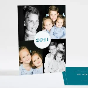 Carte de voeux Pele mele portrait*Faire-part Elégant New