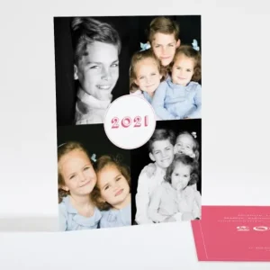 Carte de voeux Pele mele portrait*Faire-part Elégant New