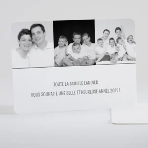 Carte de voeux Rectangle 3 photos*Faire-part Elégant Discount