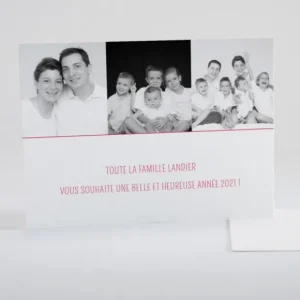 Carte de voeux Rectangle 3 photos*Faire-part Elégant Discount