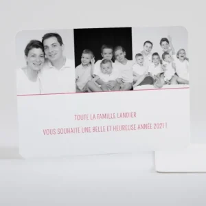 Carte de voeux Rectangle 3 photos*Faire-part Elégant Discount