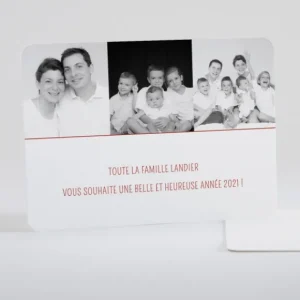 Carte de voeux Rectangle 3 photos*Faire-part Elégant Discount