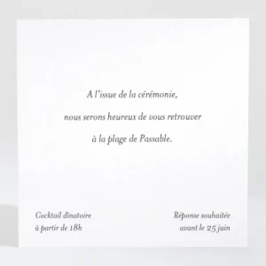 Carton d'invitation mariage Cote d'azur*Faire-part Elégant Discount