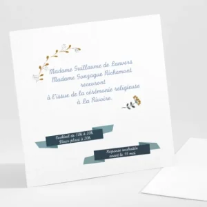 Carton d'invitation mariage Gazouillis*Faire-part Elégant Sale