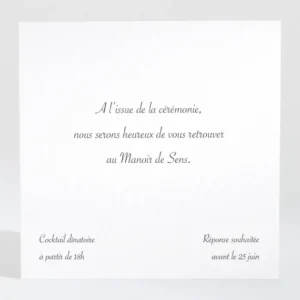 Carton d'invitation mariage Normandie*Faire-part Elégant Fashion