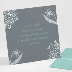Carton d'invitation mariage Feuillage chic*Faire-part Elégant Sale