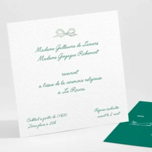 Carton d'invitation mariage Elegant medaillon drape*Faire-part Elégant New