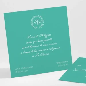 Carton d'invitation mariage Couronne de feuilles*Faire-part Elégant Fashion