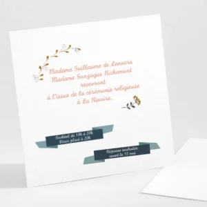 Carton d'invitation mariage Gazouillis*Faire-part Elégant Sale