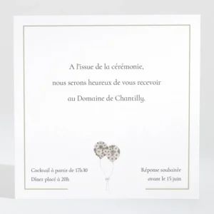 Carton d'invitation mariage Envolee*Faire-part Elégant New