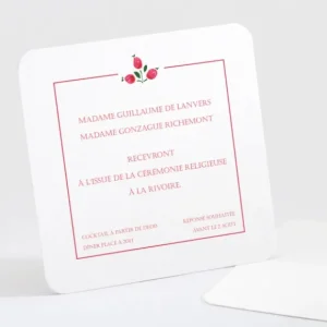 Carton d'invitation mariage Liberty framboises*Faire-part Elégant New