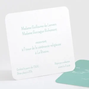 Carton d'invitation mariage Couronne fleurs blanches*Faire-part Elégant New