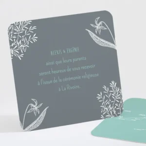 Carton d'invitation mariage Feuillage chic*Faire-part Elégant Sale