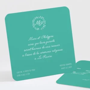 Carton d'invitation mariage Couronne de feuilles*Faire-part Elégant Fashion