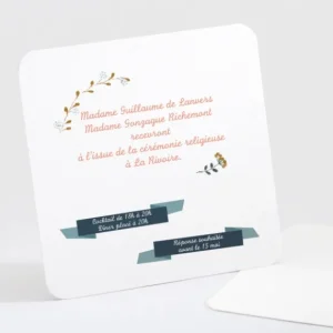 Carton d'invitation mariage Gazouillis*Faire-part Elégant Sale