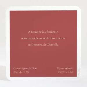 Carton d'invitation mariage Bel amour*Faire-part Elégant Sale