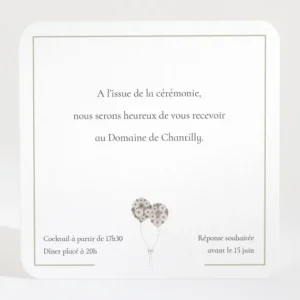 Carton d'invitation mariage Envolee*Faire-part Elégant New