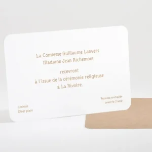 Carton d'invitation mariage Kraft classique*Faire-part Elégant Online