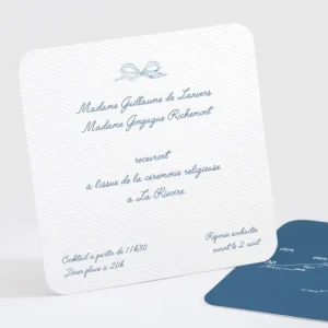 Carton d'invitation mariage Elegant medaillon drape*Faire-part Elégant New