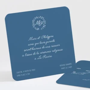 Carton d'invitation mariage Couronne de feuilles*Faire-part Elégant Fashion