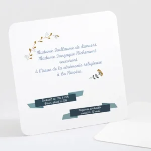 Carton d'invitation mariage Gazouillis*Faire-part Elégant Sale