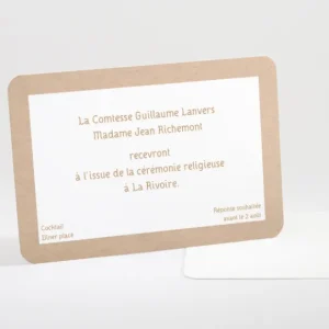 Carton d'invitation mariage Kraft classique*Faire-part Elégant Online